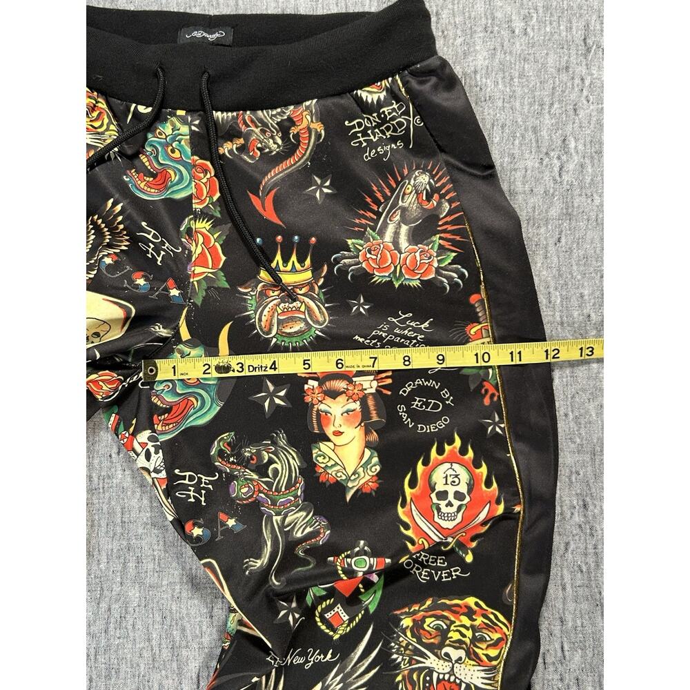 Ed Hardy Flashboard Track Pants Womens Small Black Stretch Embroidered Tattoo - Picture 10 of 16
